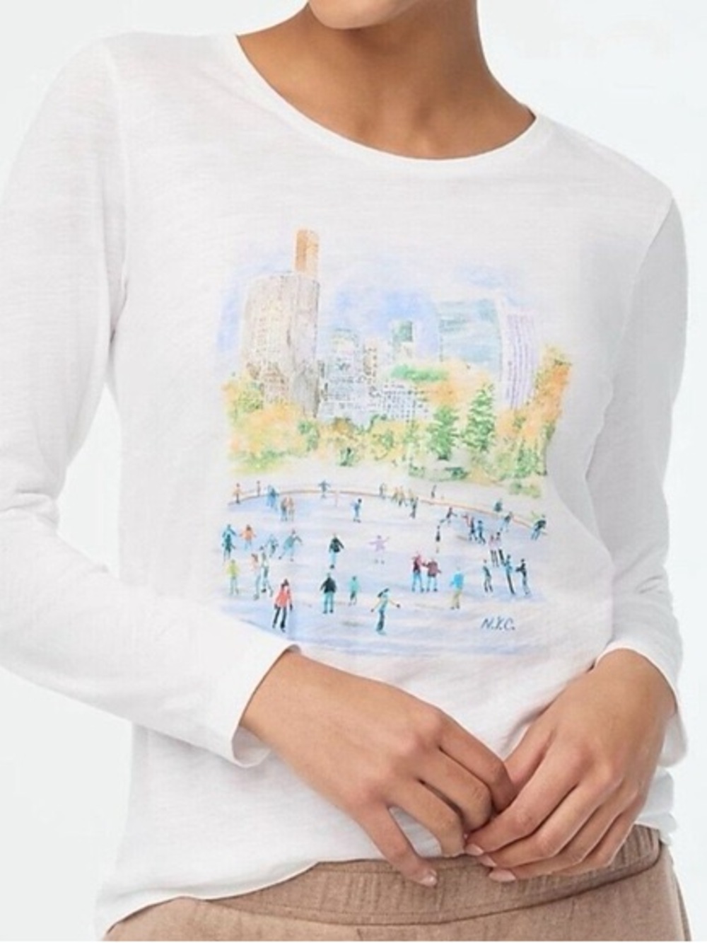 J. Crew Collector Long Sleeve NYC Skating Graphic Tee NEW!